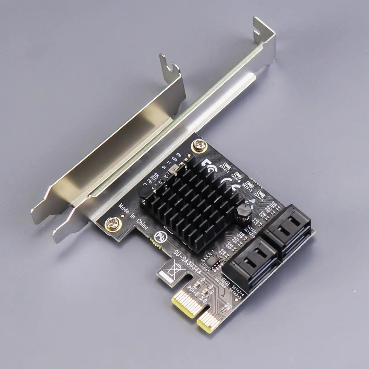 Tarjeta de expansión GLOTRENDS SA3034A de 4 puertos PCIe SATA 3.0, incluye cables SATA y cable divisor de alimentación SATA 1:5, compatible con arranque de sistema operativo, compatible con Windows, Linux, Mac OS y NAS.